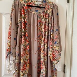 Umgee Floral Tunic with Crochet Cuffs - Multicolor